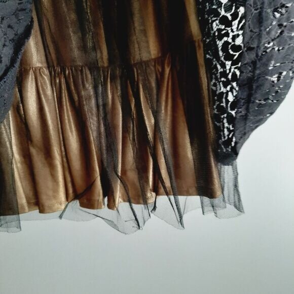 MATERIAL GIRL Fit & Flare Black Lace Ruffle Mini Dress Junior Girl Sz L - Picture 5 of 16